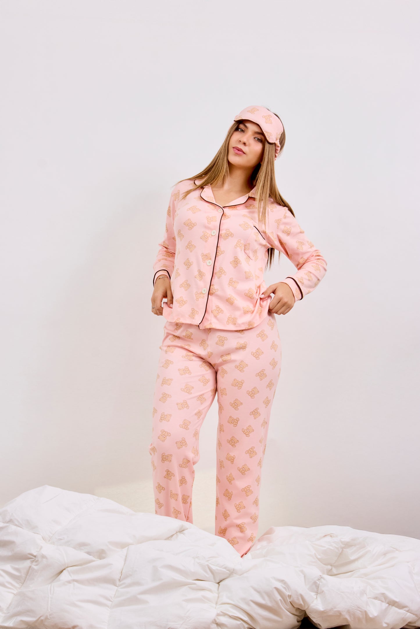 Pijama Caricia Pantalón y Camisa Manga Larga - Melón