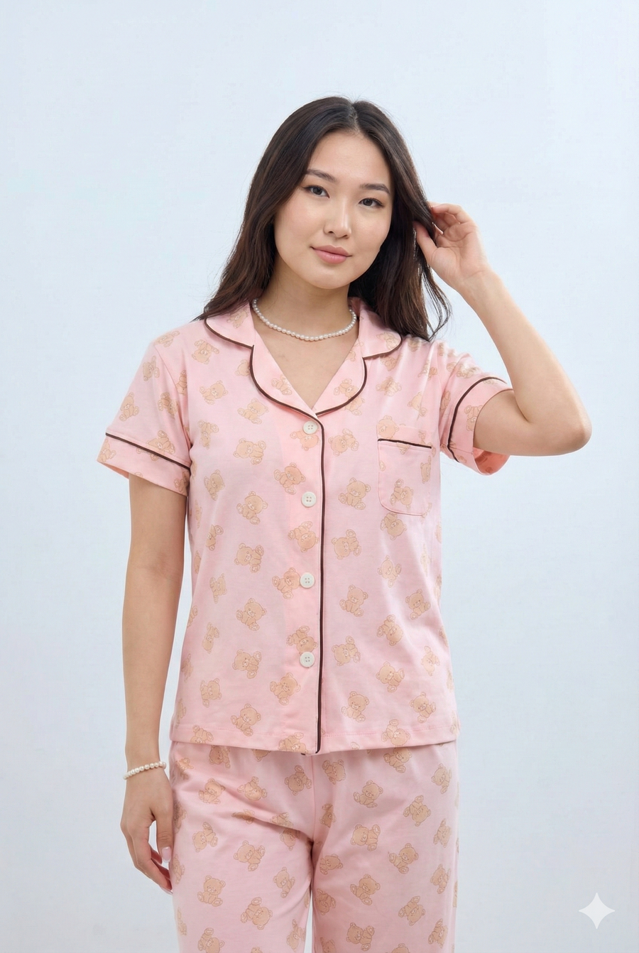 Pijama Caricia Pantalón y Camisa Manga Corta - Melón