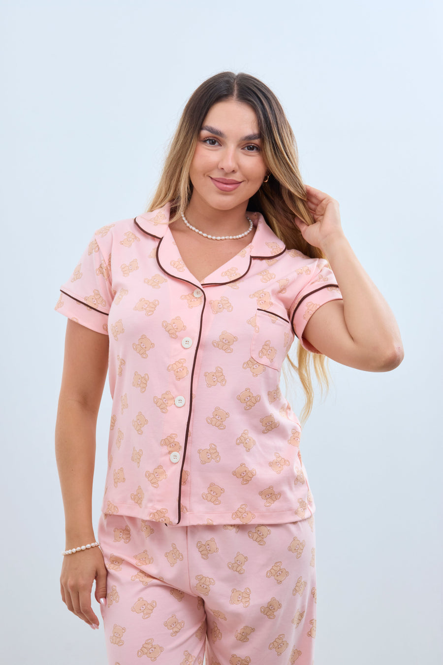 Pijama Caricia Pantalón y Camisa Manga Corta - Melón